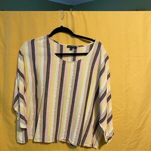 For Cynthia Pastel Stripe Relaxed Round-Neck Blouse